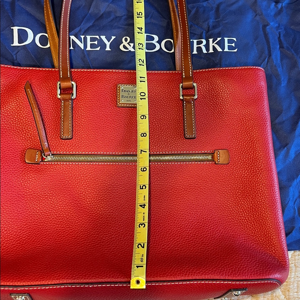 Dooney & Bourke Red Pebbled Leather Tote Bag - Picture 10 of 12